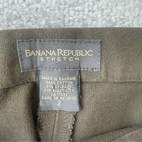 Banana Republic Pants Womens 2 Green Stretch Cotton Straight Leg Slim Fit Career - Picture 4 of 11